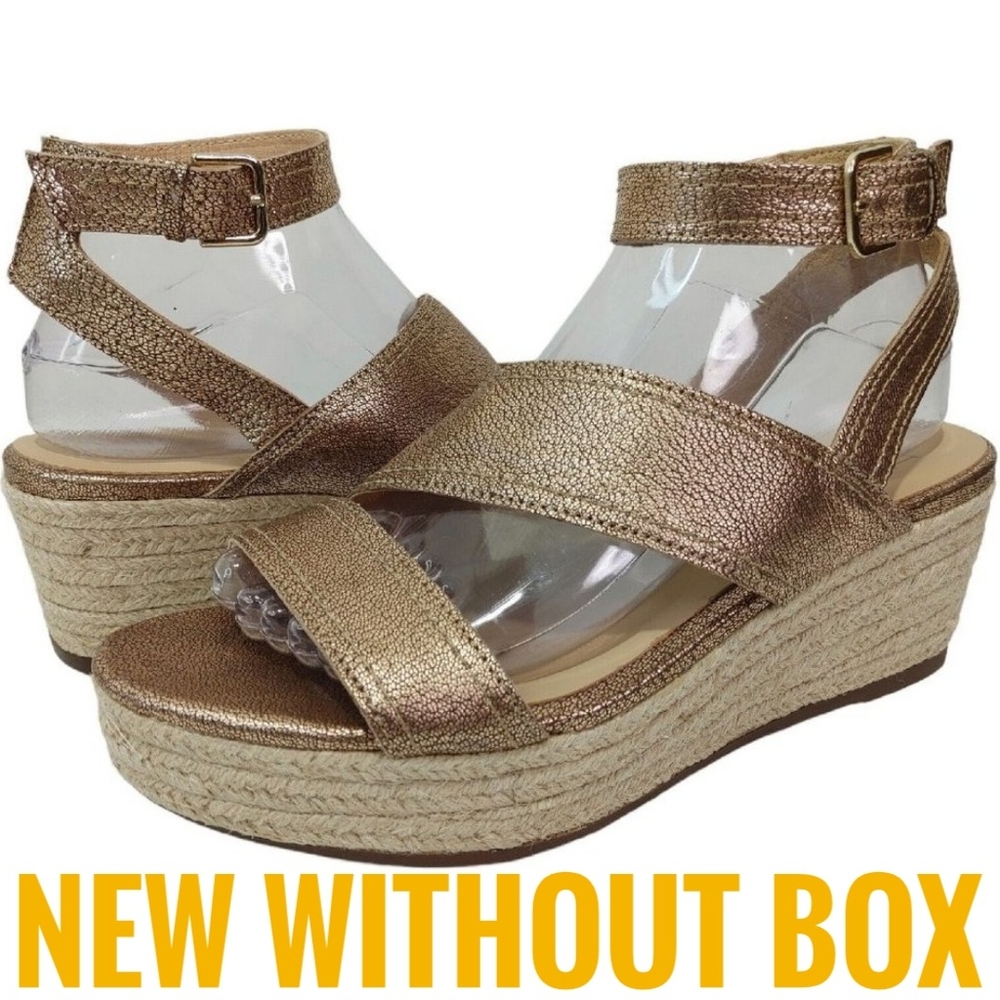 Naturalizer Ursa Wedge Spadrille Bronze Metallic Sandals Women's Size 8.5